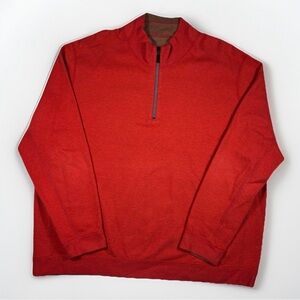 Tommy Bahama Reversible Pullover Sweater 1/4 Zip Orange Brown Mens XXL 100 Cottn